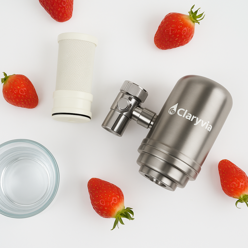 Claryvia® – Filtre Robinet Inox + 1 An de Cartouches Incluses