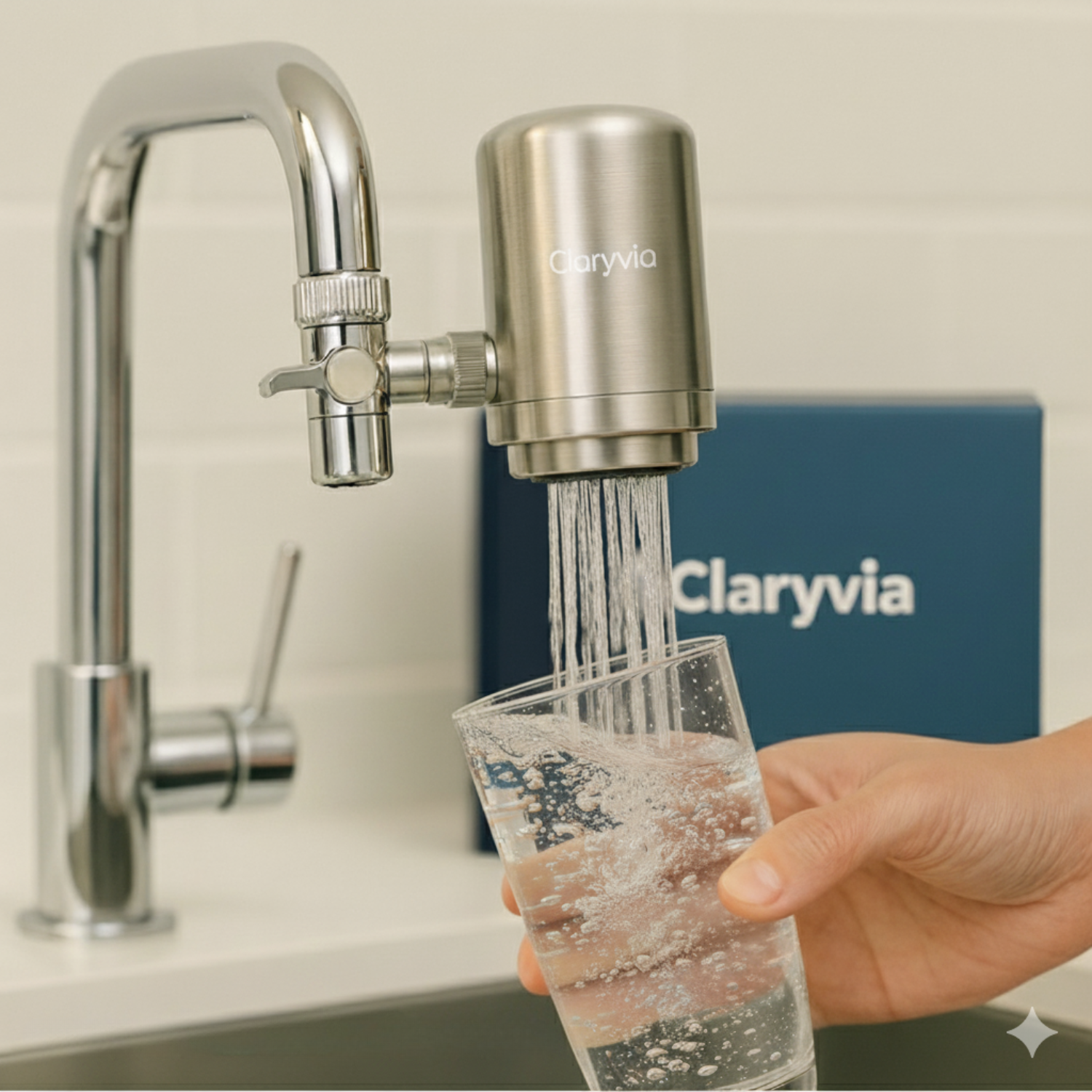 Claryvia® – Filtre Robinet Inox + 1 An de Cartouches Incluses